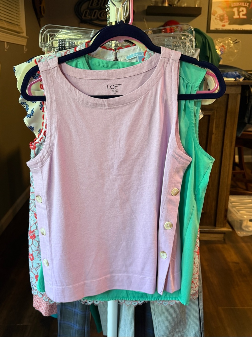 LOFT Girls' Lavender Sleeveless Tank with Side Buttons